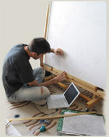 Michael Zancan sketching a canvas